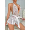Luz&Pos Arias Closet Beyaz Dantel İşlemeli Özel Bölgesi Açık Fantezi Kurdelalı Body
