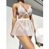 Luz&Pos Arias Closet Beyaz Yıldız Desenli Fantezi Mini Gecelik