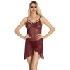 Luz&Pos Arias Closet Bordo Dantel İşlemeli Göğğüs İp Detaylı Fantezi Tül Gecelik