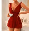 Luz&Pos Arias Closet Bordo Dantel İşlemeli Puantiyeli Tül Fantezi Gecelik