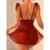 Luz&Pos Arias Closet Bordo Dantel İşlemeli Puantiyeli Tül Fantezi Gecelik