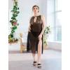 Luz&Pos Arias Closet Büyük Beden Siyah Tül Fantezi Uzun Yırtmaçlı Gecelik