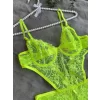 Luz&Pos Arias Closet Çiçek Desenli Yeşil Bodysuit