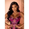 Luz&Pos Arias Closet Fuşya Dantel İşlemeli Kalp Desenli Fantezi Gecelik Body Takımı