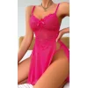 Luz&Pos Arias Closet Fuşya Dantel İşlemeli Transparan Fantezi Tül Gecelik