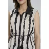 Luz&Pos Arias Closet Keten Dokuma Çizgi Desenli Önden Düğmeli 2li Takım