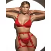 Luz&Pos Arias Closet Kırmızı Bacak Aksesuarlı Fantezi Jartiyer Takım
