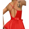 Luz&Pos Arias Closet Kırmızı Dantel İşlemeli Kurdelalı Fantezi Tül Babydoll