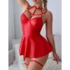 Luz&Pos Arias Closet Kırmızı Fantezi Parlak Deri Şık Club Elbise