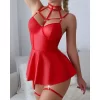 Luz&Pos Arias Closet Kırmızı Fantezi Parlak Deri Şık Club Elbise