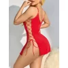 Luz&Pos Arias Closet Kırmızı Yanları İp Detaylı Fantezi Gecelik