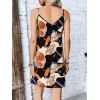 Luz&Pos Arias Closet Lacivert Çiçekli Desenli Midi Saten Gecelik