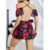 Luz&Pos Arias Closet Lacivert Transparan Çiçek Desenli Sırt Detay Midi Fantezi Gecelik