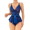 Luz&Pos Arias Closet Mavi Dantel İşlemeli Kurdelalı Fantezi Tül Babydoll