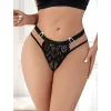 Luz&Pos Arias Closet Metal Aksesuarlı Siyah Dantelli Fantezi String Tanga