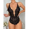 Luz&Pos Arias Closet Metal Kalp Aksesuarlı Fantezi Dantelli Siyah Body