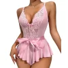 Luz&Pos Arias Closet Pembe Dantel İşlemeli Kurdelalı Fantezi Tül Babydoll