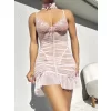Luz&Pos Arias Closet Şık Boyunluk Detaylı Fiyonklu Fantezi Gecelik