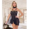 Luz&Pos Arias Closet Siyah Dantel İşlemeli Fantezi Tül Gecelik Takımı