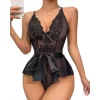 Luz&Pos Arias Closet Siyah Dantel İşlemeli Kurdelalı Fantezi Tül Babydoll