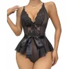 Luz&Pos Arias Closet Siyah Dantel İşlemeli Kurdelalı Fantezi Tül Babydoll