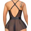 Luz&Pos Arias Closet Siyah Dantel İşlemeli Kurdelalı Fantezi Tül Babydoll