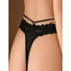 Luz&Pos Arias Closet Siyah Dantelli İp Detaylı Fantezi String Tanga