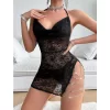 Luz&Pos Arias Closet Siyah Dantelli Zincir Detaylı Fantezi Gecelik