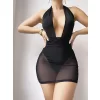 Luz&Pos Arias Closet Siyah Göğüs Detaylı Fantezi Siyah Tül Gecelik
