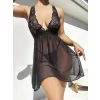 Luz&Pos Arias Closet Siyah Göğüs Kısmı Ve Sırtı Dantel Mini Tül Fantezi Gecelik