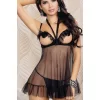 Luz&Pos Arias Closet Siyah Göğüsü Açık Fantezi  Babydoll