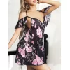 Luz&Pos Arias Closet Siyah Transparan Çiçek Desenli Sırt Detay Askılı Midi Fantezi Gecelik