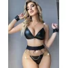 Luz&Pos Arias Closet Siyah Zincir Detaylı Kelepçeli Fantezi Sütyen Külot Takım