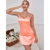 Luz&Pos Arias Closet Somon Yanları İp Detay İnce Askılı Saten Kısa Fantezi Gecelik