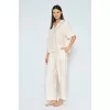 Luz&Pos Arias Closet Viskon Jakarlı Önden Düğmeli Bej Pijama Takımı
