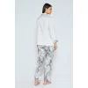 Luz&Pos Arias Closet Viskon Jakarlı Önden Düğmeli Desenli Pijama Takımı