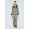 Luz&Pos Arias Closet Viskon Leopar Desenli Önden Düğmeli Pijama Takımı