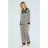 Luz&Pos Arias Closet Viskon Leopar Desenli Önden Düğmeli Pijama Takımı
