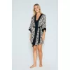 Luz&Pos Arias Closet Viskon Leopar Desenli Sabahlıklı Gecelik Takımı