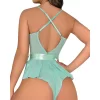 Luz&Pos Arias Closet Yeşil Dantel İşlemeli Kurdelalı Fantezi Tül Babydoll