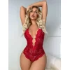 Metal Kalp Aksesuarlı Fantezi Dantelli Kırmızı Body