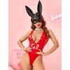 Parlak Kırmızı Deri Fantezi Babydoll