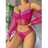 Pembe Kolları Tül Detaylı .jartiyer Fantezi Takım 3814