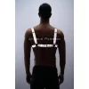Reflektörlü (karanlıkta Parlayan) Zincir Detaylı Şık Erkek  Göğüs Harness, Reflektörlü Clubwear - Brfm109