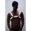 Reflektörlü (karanlıkta Parlayan) Zincir Detaylı Şık Erkek  Göğüs Harness, Reflektörlü Clubwear - Brfm109