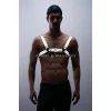 Reflektörlü (karanlıkta Parlayan) Zincir Detaylı Şık Erkek  Göğüs Harness, Reflektörlü Clubwear - Brfm109