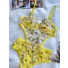 Sarı Çiçek Desenli Bodysuit