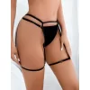 Siyah Bacak Bantlı Fantezi String Tanga
