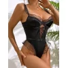 Siyah Tül İşlemeli Fantezi Body