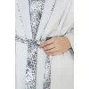 Viskon Jakarlı Sabahlıklı Desenli Şortlu Pijama Takımı